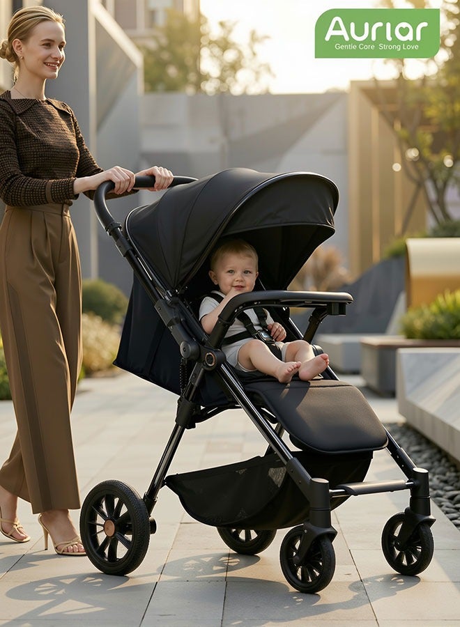 Aurlar Lightweight Two-Way Baby Stroller for Travel – One-Hand Fold, Forward & Parent-Facing Seat, 175° Recline Newborn Stroller 0–36 Months, Shock-Absorbing Wheels, Large Canopy, Foldable & Travel-Friendly - Image 1